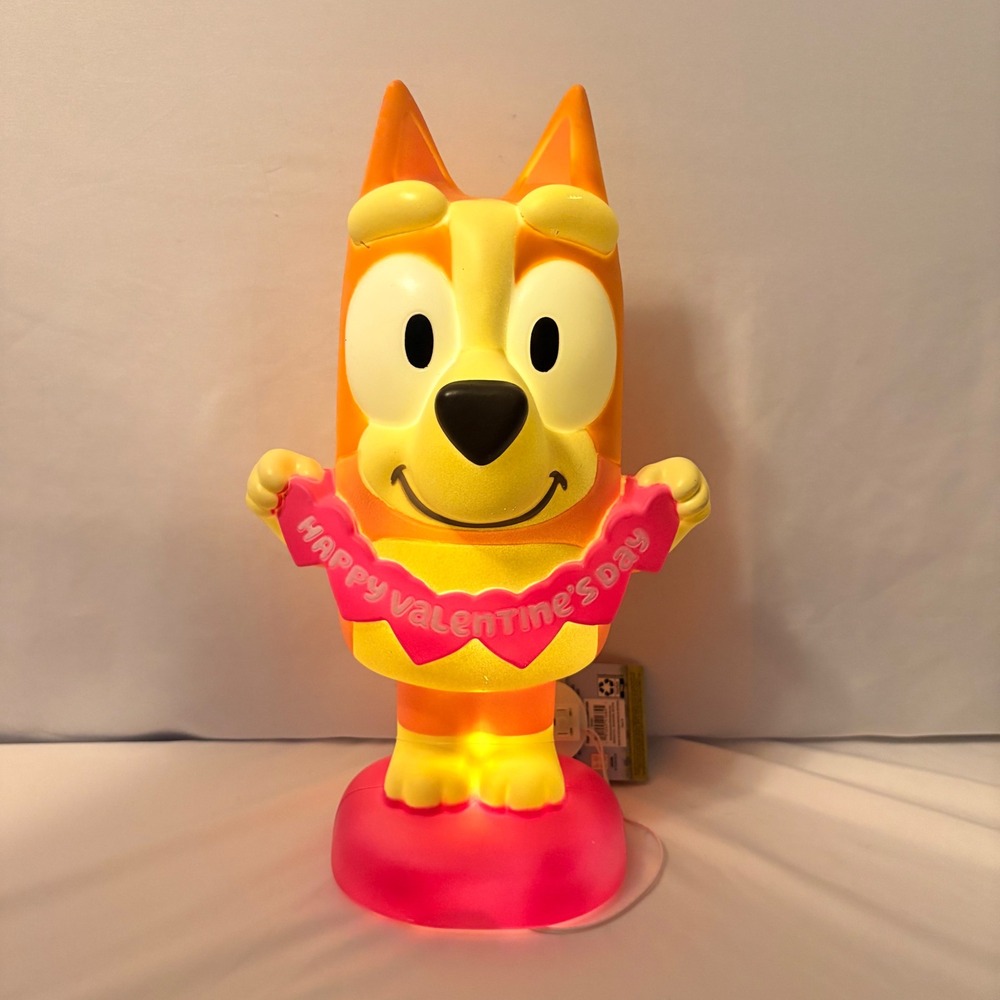 Bluey Bingo Valentine's Day Blow Mold Lamp 14 Inch Battery Operated Light 441684